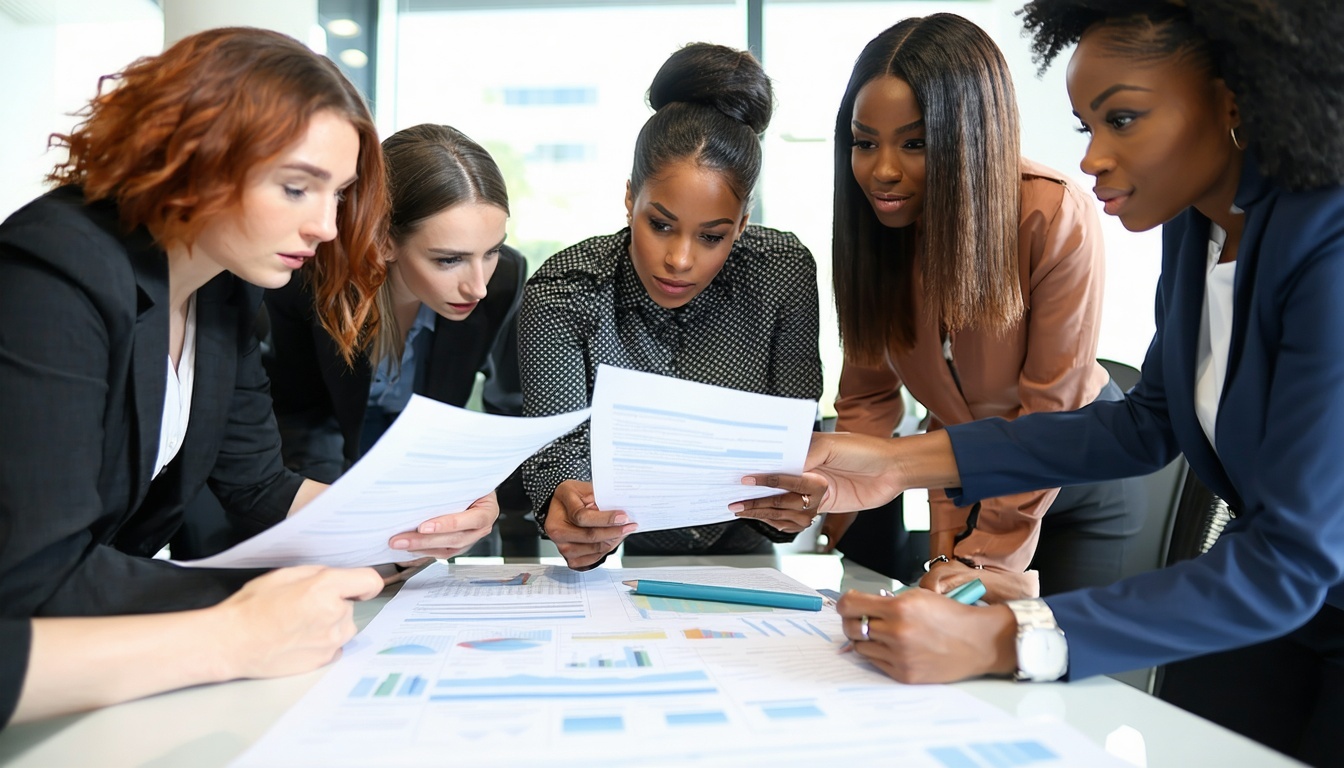A group of executives reading over their legal paperwor